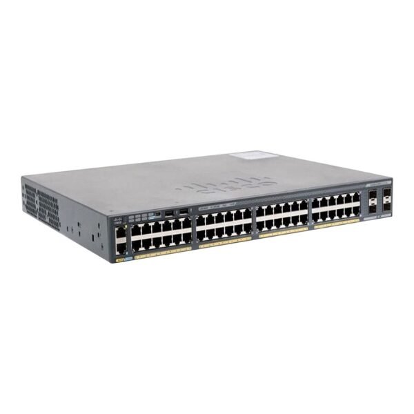 CISCO - Switch Catalyst WS-C2960X-48FPS-L, 48 x 10/100/1000 (PoE+) + 4 x Gigabit SFP - PoE+ budget PoE 740W- alimentation integrée, kit de montage inclus